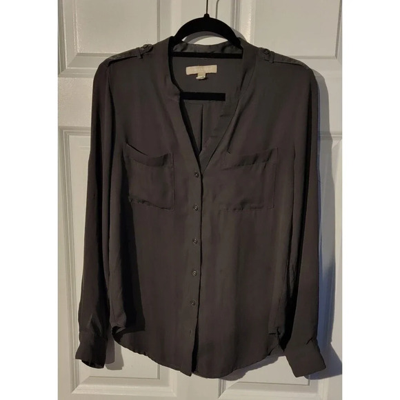 Banana Republic Slate Silk Blouse Women's Size Small Long Sleeve Button-Up - Picture 1 of 3